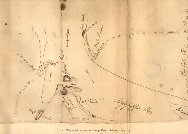 Map showing the vicinity of Camp River Dubois, published by Ruben Golde Thwaites in  1905.